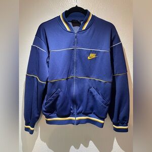 Vintage 1980-90s Nike Blue Tag Swoosh Navy Mens Medium Track Jacket Strip